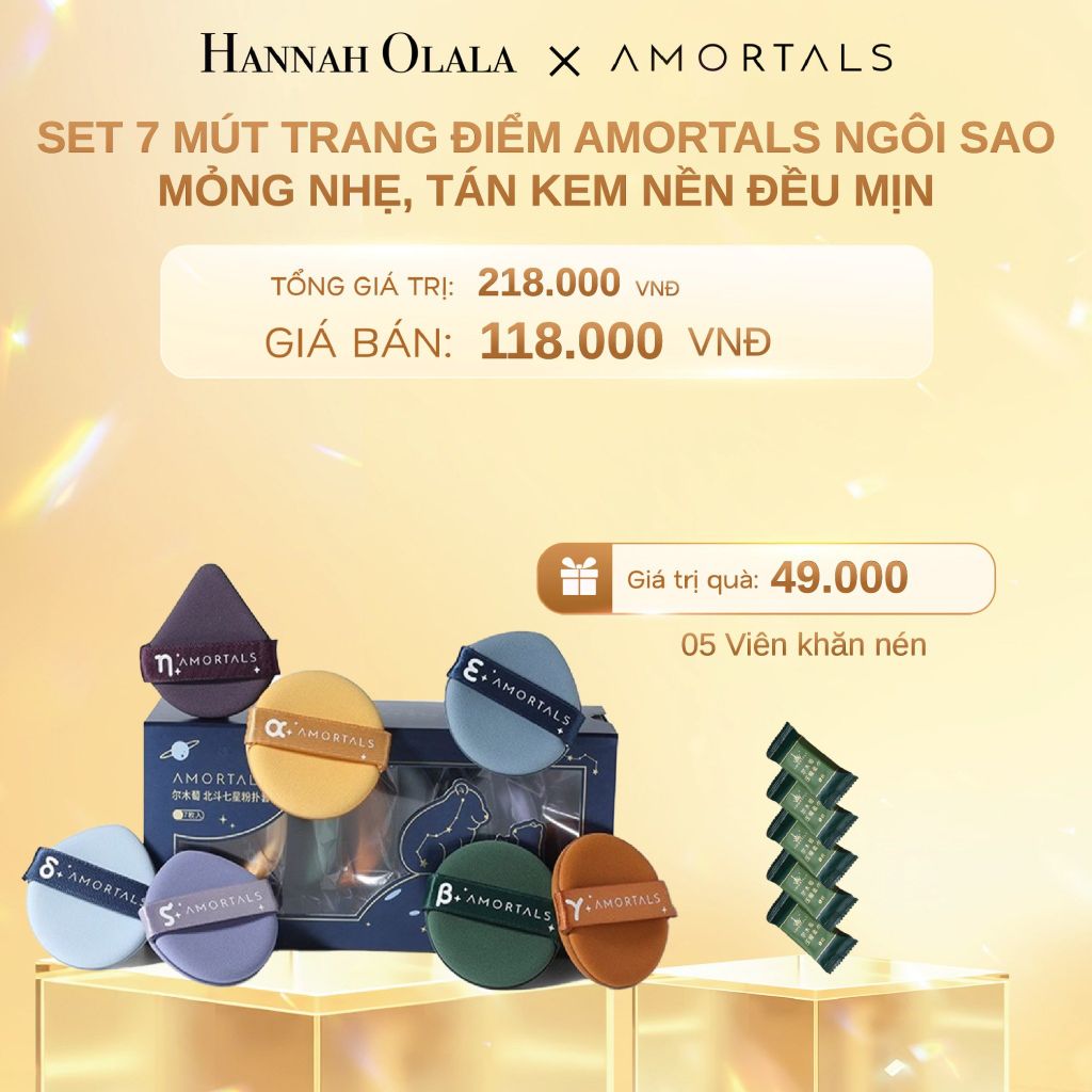  C807_DEAL 10: SET 7 MÚT TRANG ĐIỂM AMORTALS NGÔI SAO – MỎNG NHẸ, TÁN KEM NỀN ĐỀU MỊN 