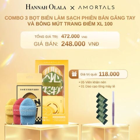  DEAL 13: COMBO 3 BỌT BIỂN LÀM SẠCH PHIÊN BẢN GĂNG TAY VÀ BÔNG MÚT TRANG ĐIỂM XL 100 