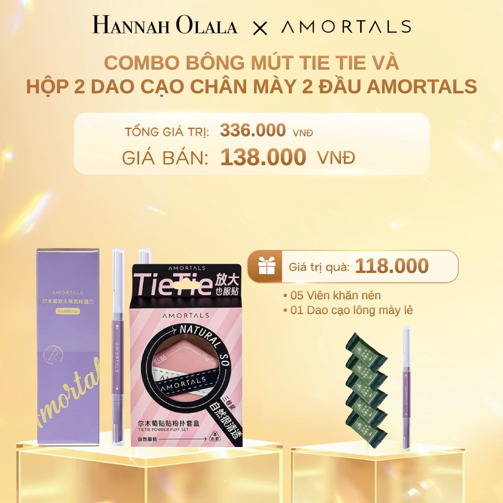  C811_DEAL 14: COMBO BÔNG MÚT TIE TIE VÀ HỘP 2 DAO CẠO CHÂN MÀY 2 ĐẦU AMORTALS 