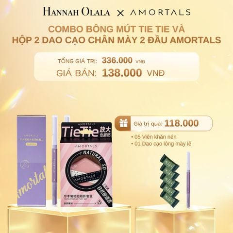 DEAL 14: COMBO BÔNG MÚT TIE TIE VÀ HỘP 2 DAO CẠO CHÂN MÀY 2 ĐẦU AMORTALS 
