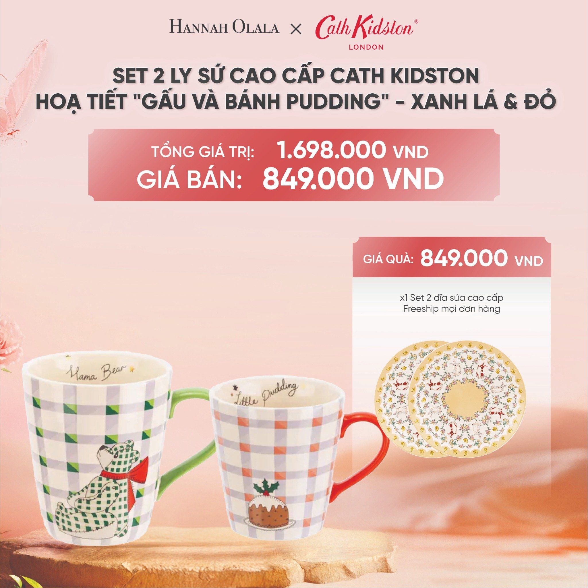  DEAL 12: SET 2 LY SỨ CAO CẤP CATH KIDSTON HOẠ TIẾT 