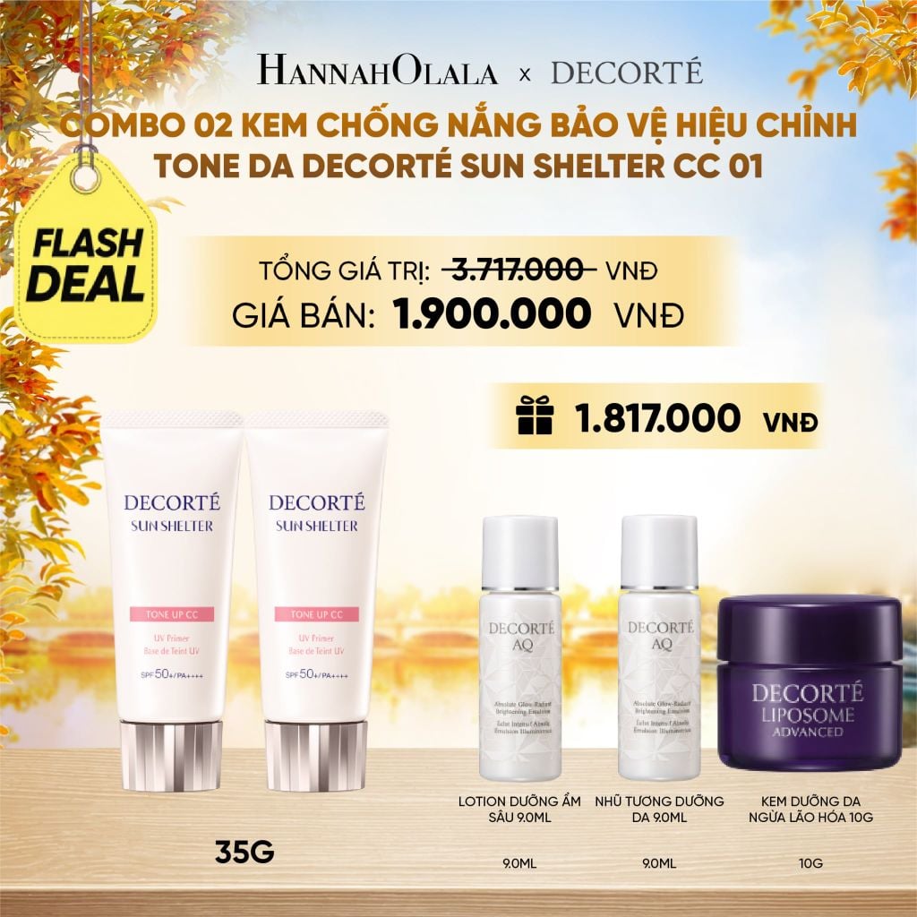  COMBO 02 KEM CHỐNG NẮNG BẢO VỆ DA DECORTÉ SUN SHELTER - E1124 