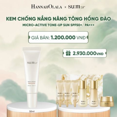  MỚI - KEM CHỐNG NẮNG NÂNG TÔNG HỒNG ĐÀO SU:M37 MICRO-ACTIVE TONE-UP SUN SPF50+/ PA+++ - A1067 