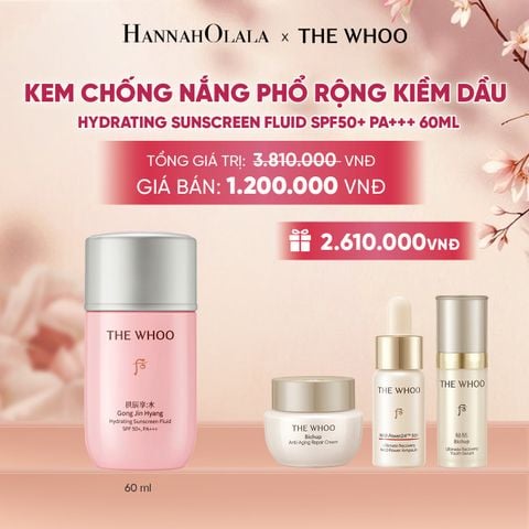  KEM CHỐNG NẮNG PHỔ RỘNG KIỀM DẦU THE WHOO GONGJINHYANG HYDRATING SUNSCREEN FLUID SPF50+ PA+++ 60ML - A373 