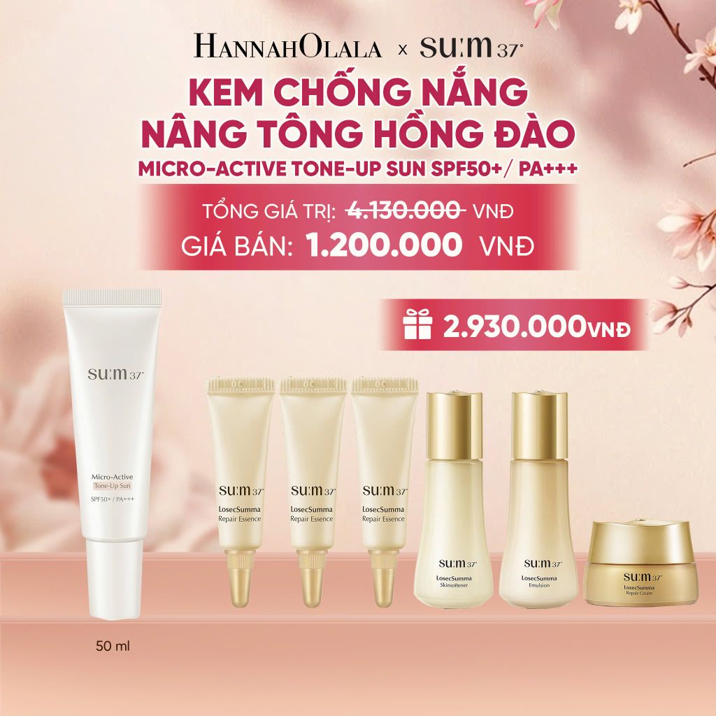  KEM CHỐNG NẮNG NÂNG TÔNG HỒNG ĐÀO SU:M37 MICRO-ACTIVE TONE-UP SUN SPF50+/ PA+++ - A1896 
