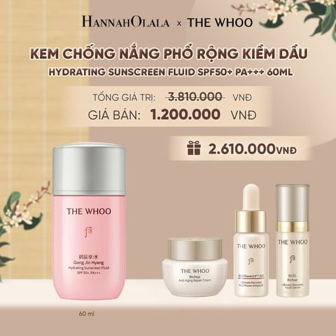  KEM CHỐNG NẮNG PHỔ RỘNG KIỀM DẦU THE WHOO GONGJINHYANG HYDRATING SUNSCREEN FLUID SPF50+ PA+++ 60ML - A107 