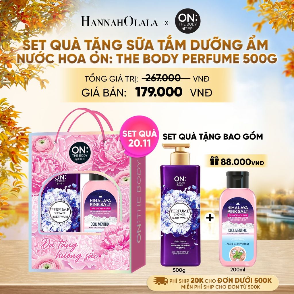  SET QUÀ 20.11: SỮA TẮM DƯỠNG ẨM HƯƠNG NƯỚC HOA ON: THE BODY PERFUME 500G - E1207 