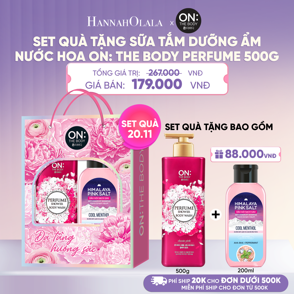  [GIAO SAU 31.10] SET QUÀ 20.11: SỮA TẮM DƯỠNG ẨM HƯƠNG NƯỚC HOA ON: THE BODY PERFUME 500G 