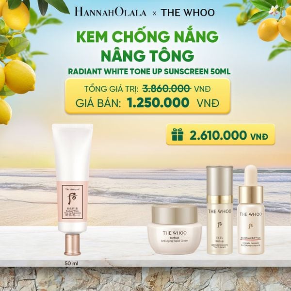  KEM CHỐNG NẮNG NÂNG TÔNG WHOO SEOL RADIANT WHITE TONE UP SUNSCREEN SPF50+/PA++++ 50ML - A10 