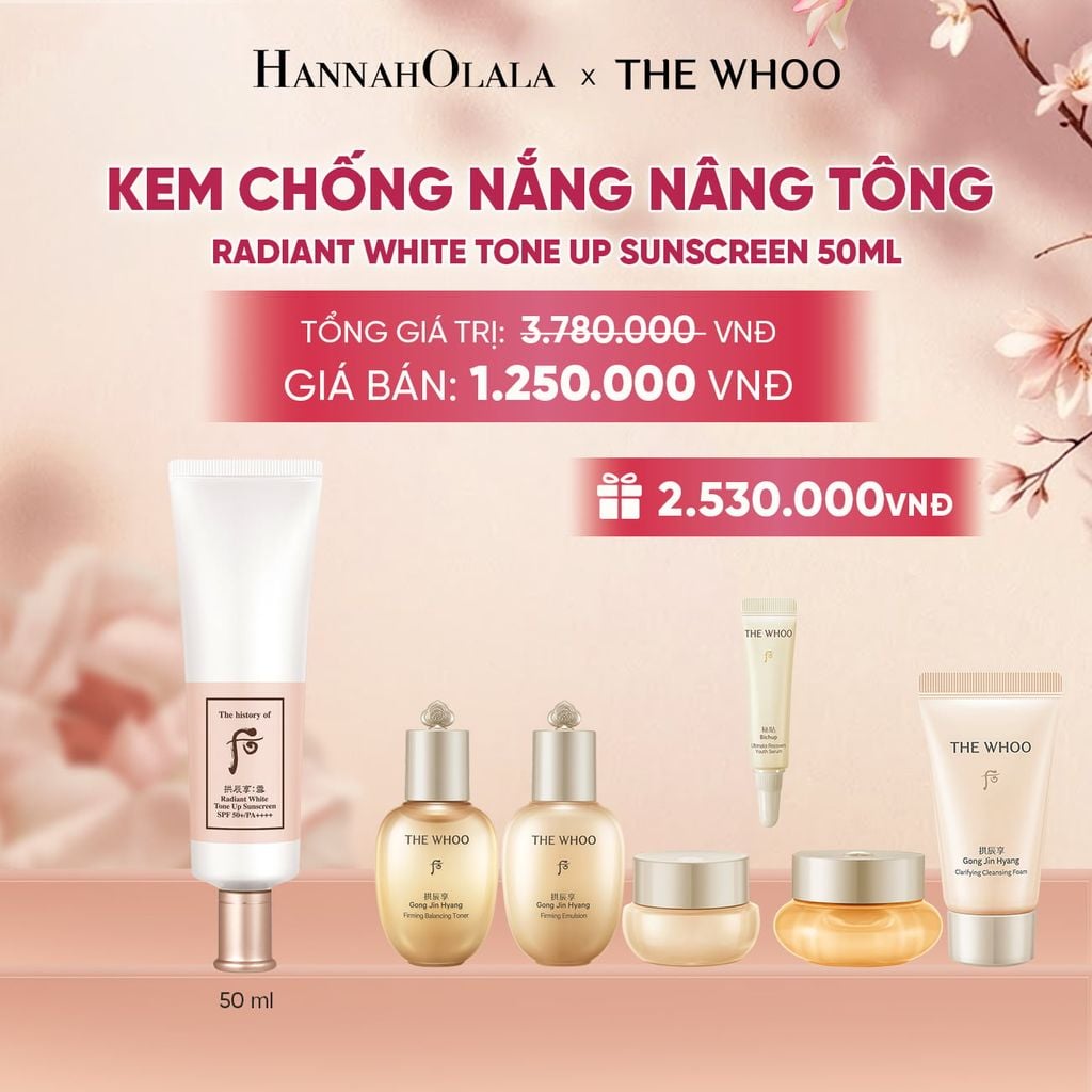  KEM CHỐNG NẮNG NÂNG TÔNG WHOO SEOL RADIANT WHITE TONE UP SUNSCREEN SPF50+/PA++++ 50ML - A183 