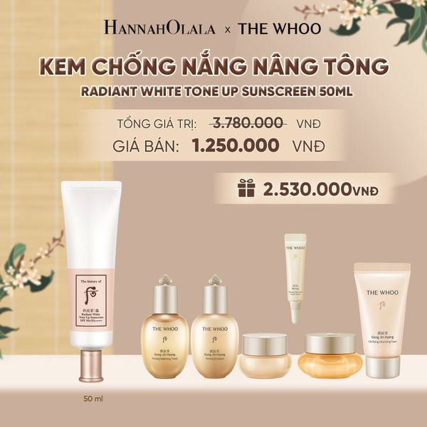  KEM CHỐNG NẮNG NÂNG TÔNG WHOO SEOL RADIANT WHITE TONE UP SUNSCREEN SPF50+/PA++++ 50ML - A111 