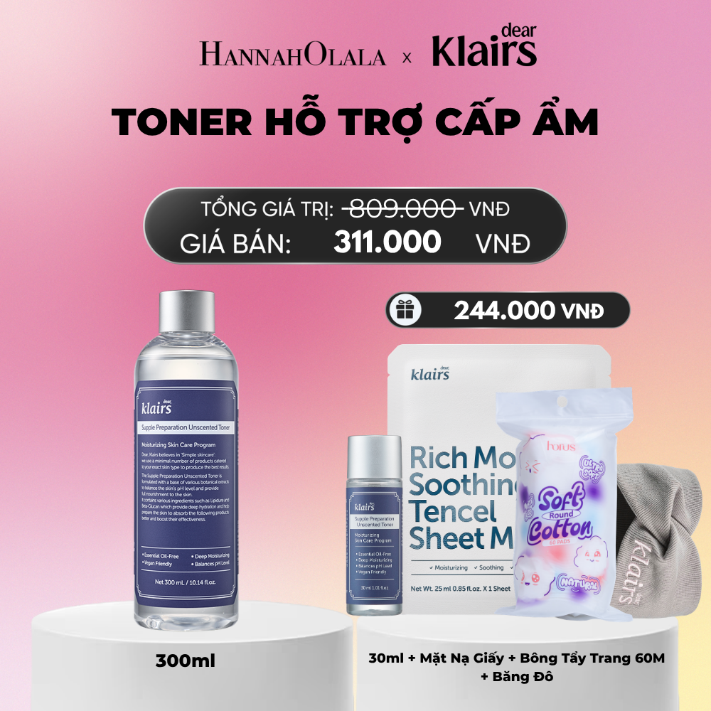  DEAR, KLAIRS NƯỚC HOA HỒNG SUPPLE PREPARATION UNSCENTED TONER 300ML_A1851 