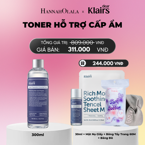  DEAR, KLAIRS NƯỚC HOA HỒNG SUPPLE PREPARATION UNSCENTED TONER 300ML_A1851 