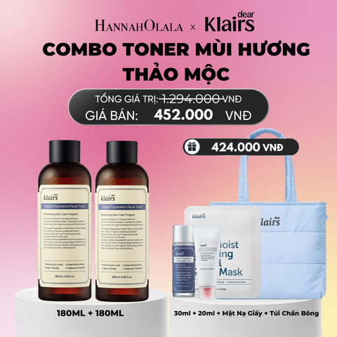  COMBO 2 DEAR, KLAIRS NƯỚC HOA HỒNG SUPPLE PREPARATION FACIAL TONER 180ML_A1855 