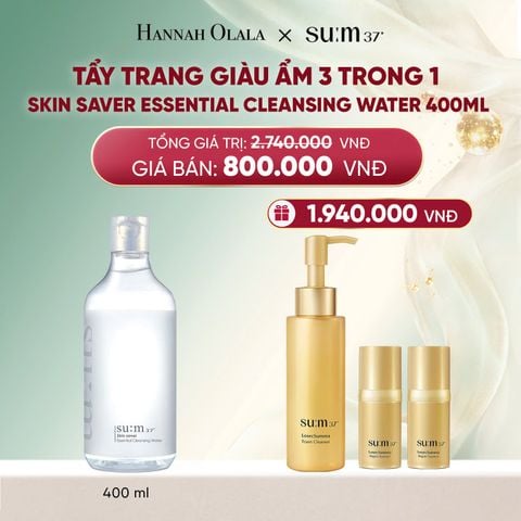  DEAL 39: TẨY TRANG GIÀU ẨM 3 TRONG 1 SU:M37 SKIN SAVER ESSENTIAL CLEANSING WATER 400ML 