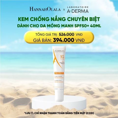  DEAL 1: KEM CHỐNG NẮNG CHUYÊN BIỆT DÀNH CHO DA MỎNG MANH A-DERMA PROTECT INVISIBLE FLUID SPF50+ 40ML 