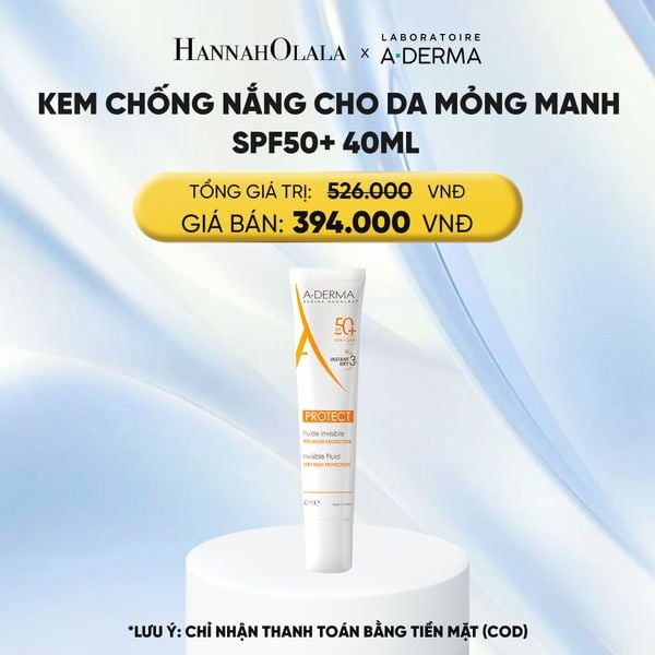  KEM CHỐNG NẮNG CHUYÊN BIỆT DÀNH CHO DA MỎNG MANH A-DERMA PROTECT INVISIBLE FLUID SPF50+ 40ML 