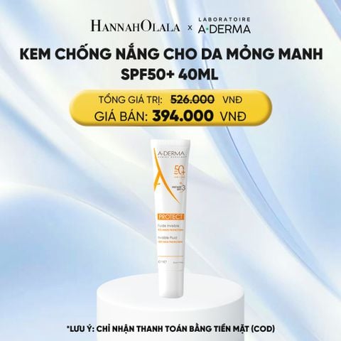  KEM CHỐNG NẮNG CHUYÊN BIỆT DÀNH CHO DA MỎNG MANH A-DERMA PROTECT INVISIBLE FLUID SPF50+ 40ML 