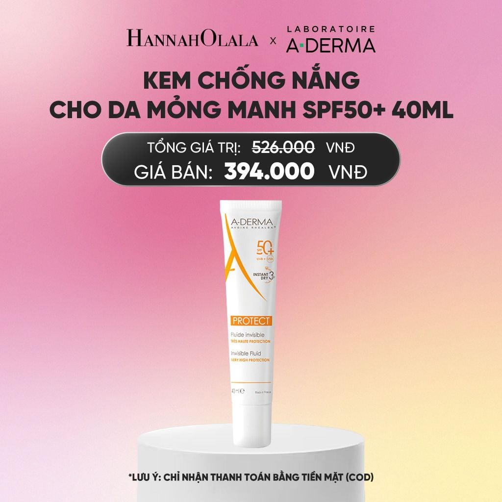  KEM CHỐNG NẮNG CHUYÊN BIỆT DÀNH CHO DA MỎNG MANH A-DERMA PROTECT INVISIBLE FLUID SPF50+ 40ML_A2417 