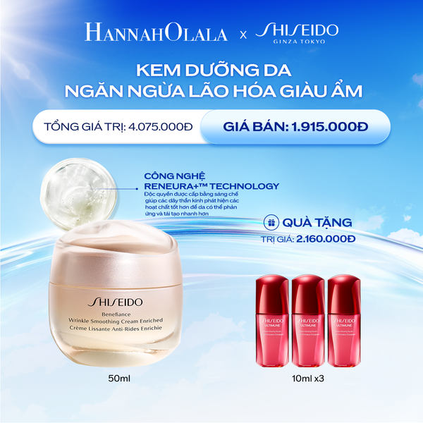  DEAL 12: KEM DƯỠNG DA CHỐNG LÃO HÓA GIÀU ẨM SHISEIDO BENEFIANCE WRINKLE SMOOTHING CREAM ENRICHED 50ML 