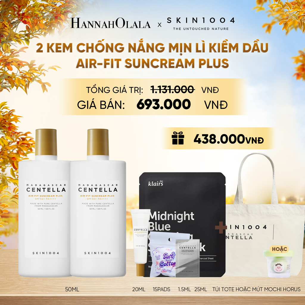  COMBO 02 PCS SKIN1004 KEM CHỐNG NẮNG MADAGASCAR CENTELLA AIR-FIT SUNCREAM PLUS 50ML - E475 
