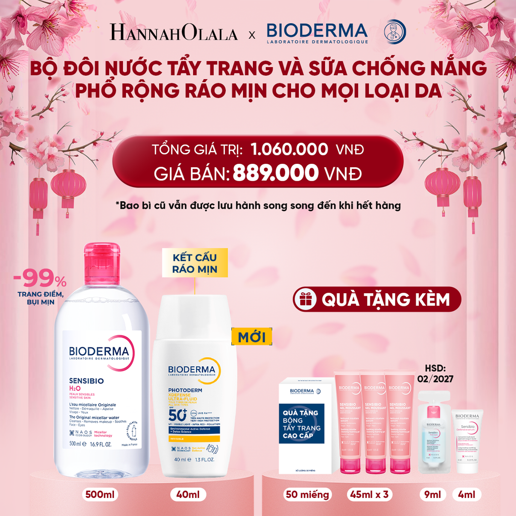  DEAL 11: BỘ ĐÔI NƯỚC TẨY TRANG VÀ SỮA CHỐNG NẮNG PHỔ RỘNG RÁO MỊN CHO MỌI LOẠI DA 