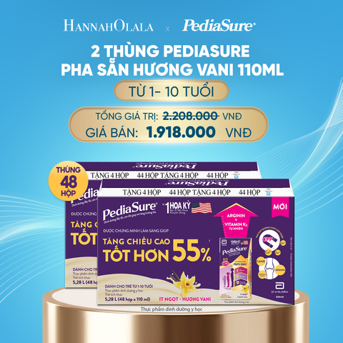  DEAL12: 2 THÙNG PEDIASURE PHA SẴN HƯƠNG VANI 110ML 
