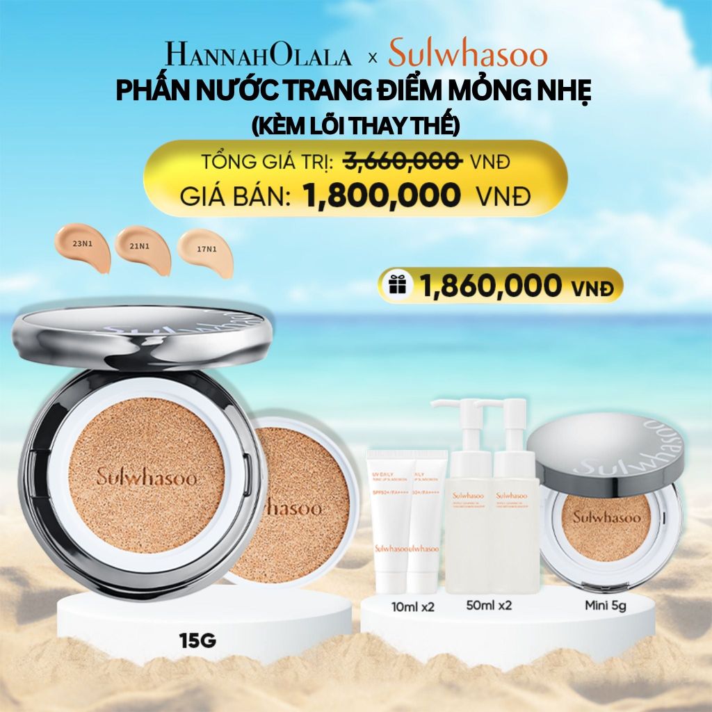  DEAL 5B: PHẤN NƯỚC TRANG ĐIỂM MỎNG NHẸ SÁNG TRONG (KÈM LÕI THAY THẾ) SULWHASOO PERFECTING CUSHION AIRY 15GX2 