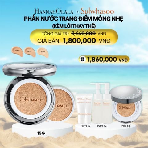  DEAL 5B: PHẤN NƯỚC TRANG ĐIỂM MỎNG NHẸ SÁNG TRONG (KÈM LÕI THAY THẾ) SULWHASOO PERFECTING CUSHION AIRY 15GX2 