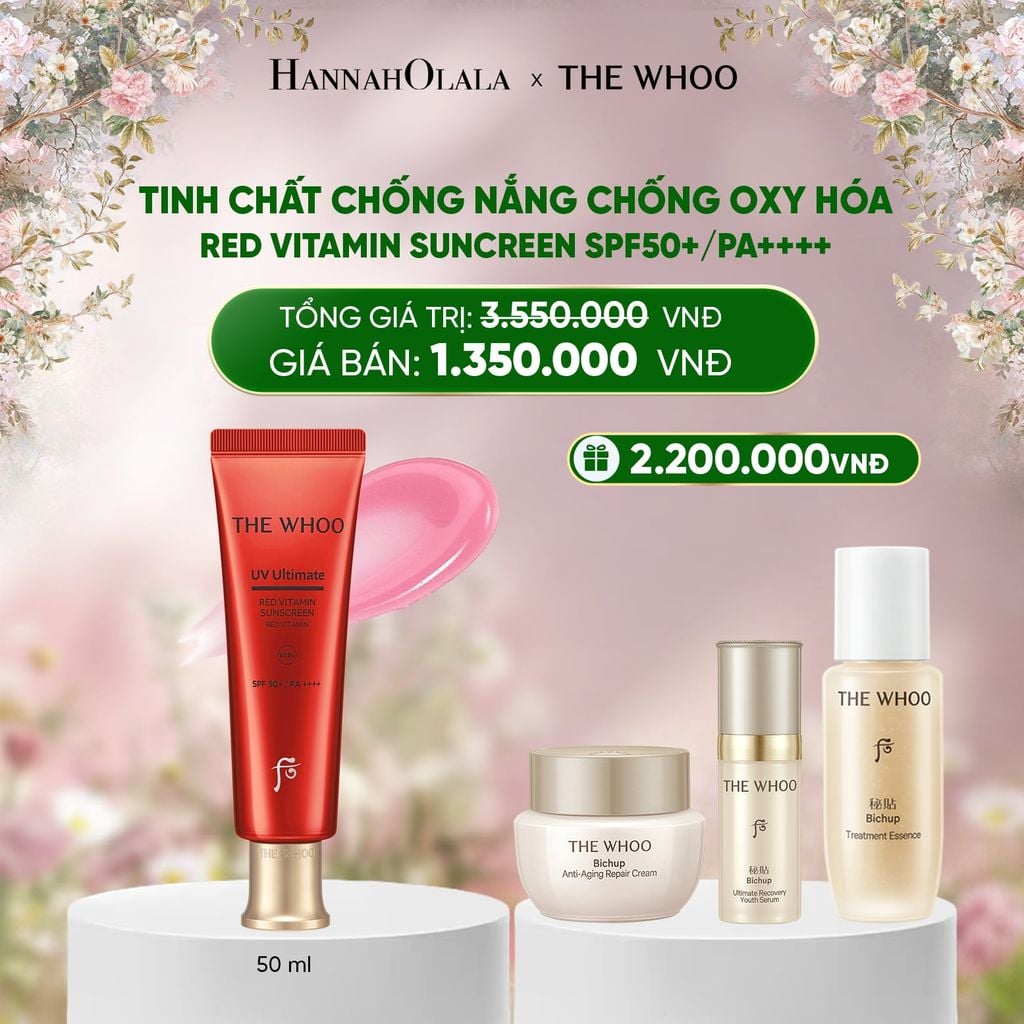  DEAL 13: TINH CHẤT CHỐNG NẮNG CHỐNG OXY HÓA THE WHOO RED VITAMIN SUNCREEN SPF50+/PA++++ 50ML 