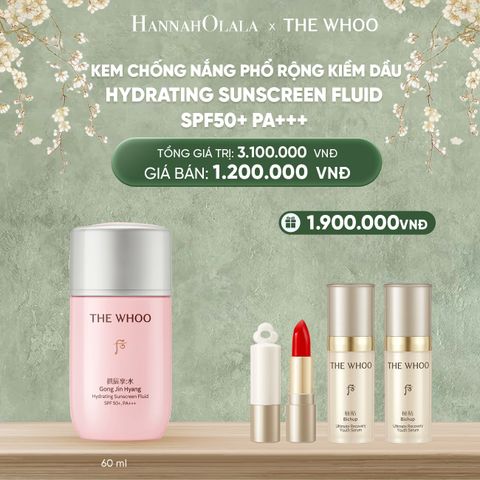  DEAL12: KEM CHỐNG NẮNG PHỔ RỘNG KIỀM DẦU THE WHOO GONGJINHYANG HYDRATING SUNSCREEN FLUID SPF50+ PA+++ 60ML 