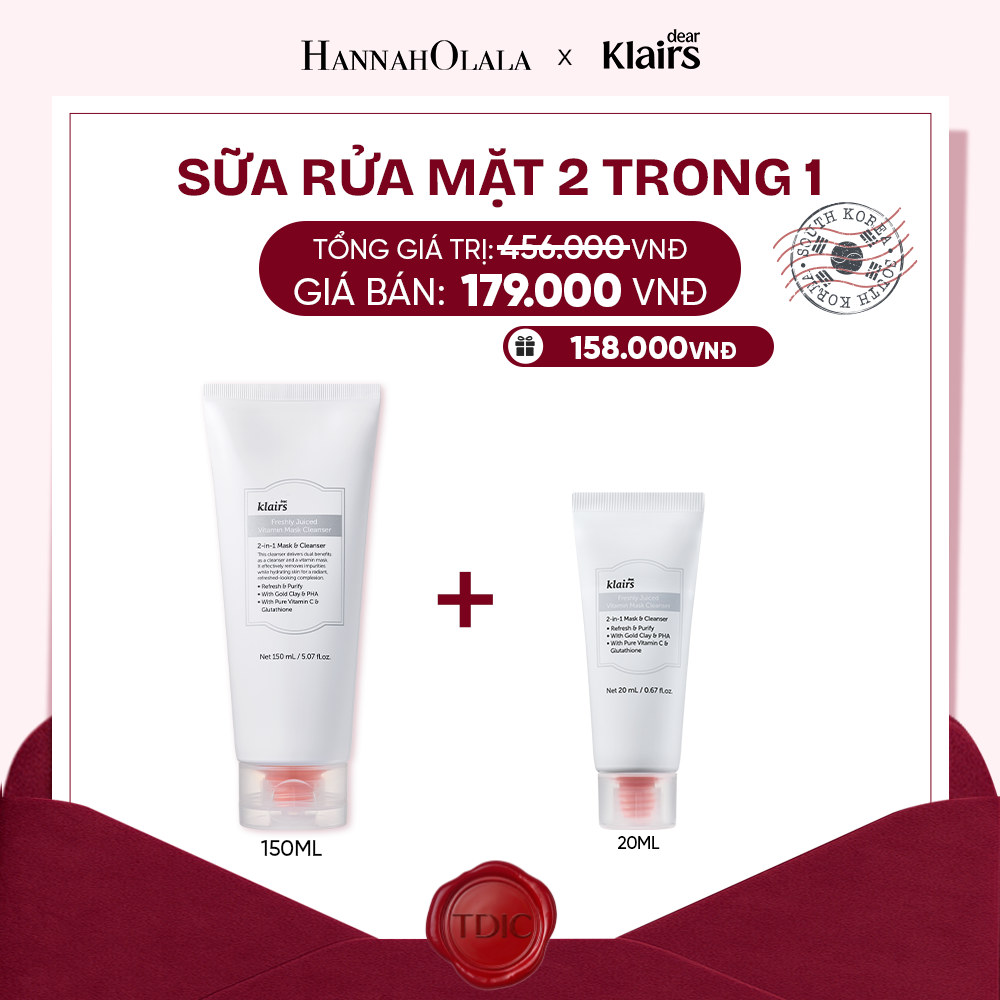 DEAR, KLAIRS SỮA RỬA MẶT FRESHLY JUICED VITAMIN MASK CLEANSER 150ML (IP04)_M72 