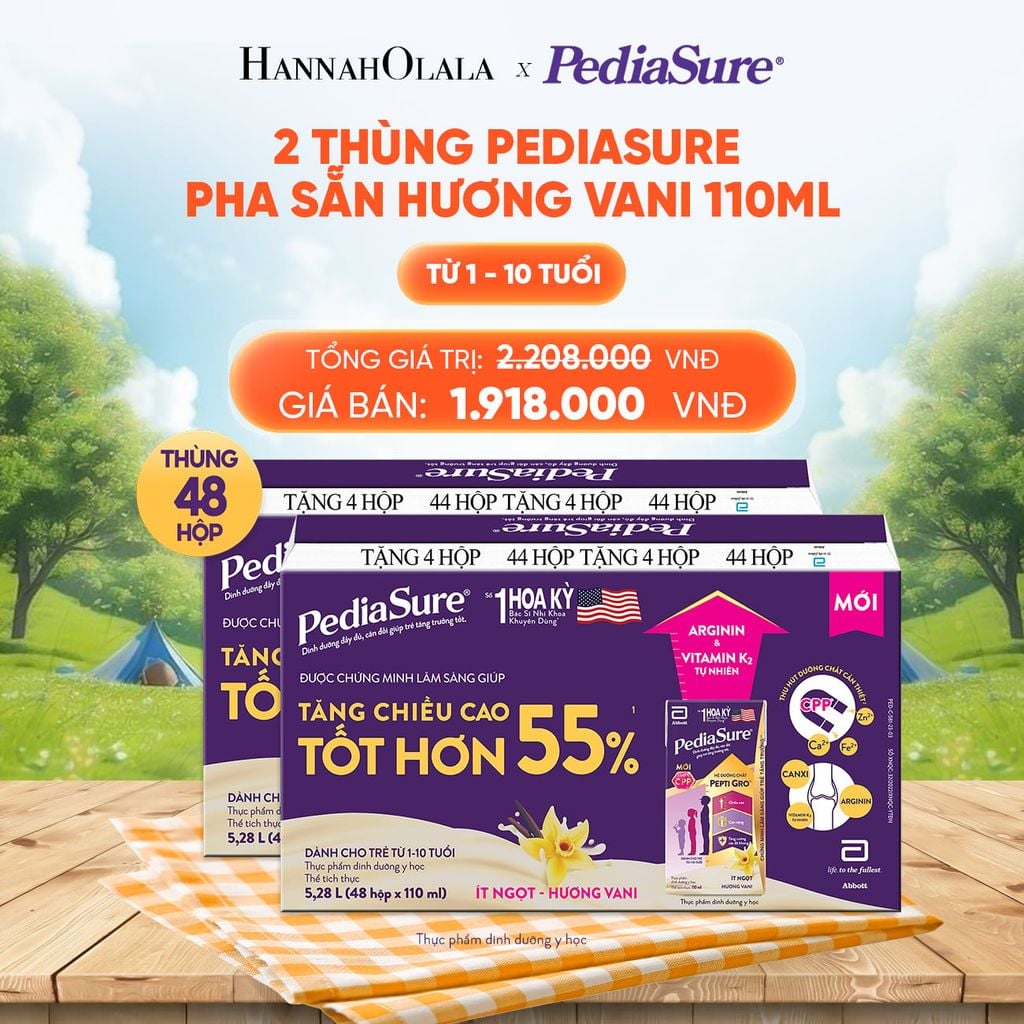  2 THÙNG PEDIASURE PHA SẴN HƯƠNG VANI 110ML DEAL 12: 