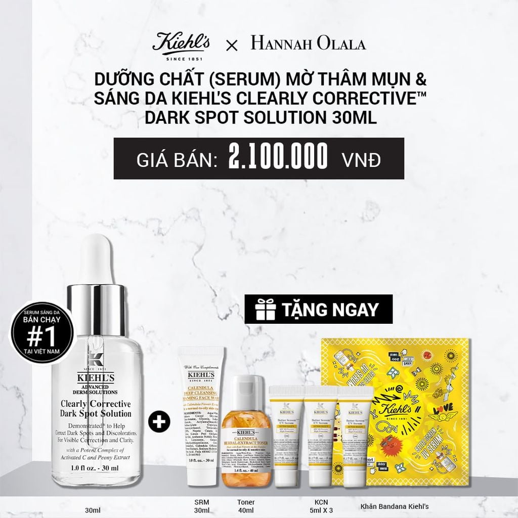  DƯỠNG CHẤT (SERUM) VITAMIN C GIÚP DA TRÔNG CĂNG BÓNG SAU 7 NGÀY KIEHL'S CLEARLY CORRECTIVE™ DARK SPOT SOLUTION 30ML 