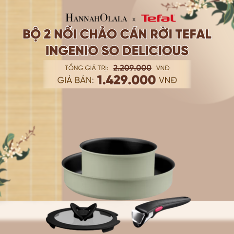  [MỚI] BỘ 2 NỒI CHẢO CÁN RỜI TEFAL INGENIO SO DELICIOUS, QUÁNH 16CM/ CHIÊN 24CM, NẮP 16CM - A618 