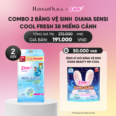  COMBO 2 BĂNG VỆ SINH DIANA SENSI COOL FRESH 38 MIẾNG CÁNH_A1767 