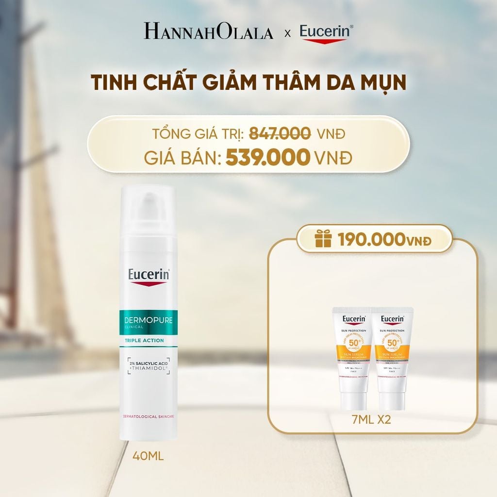 TINH CHẤT GIÚP GIẢM THÂM MỤN VÀ DƯỠNG SÁNG DA EUCERIN DERMOPURE CLINICAL TRIPLE ACTION 40ML 