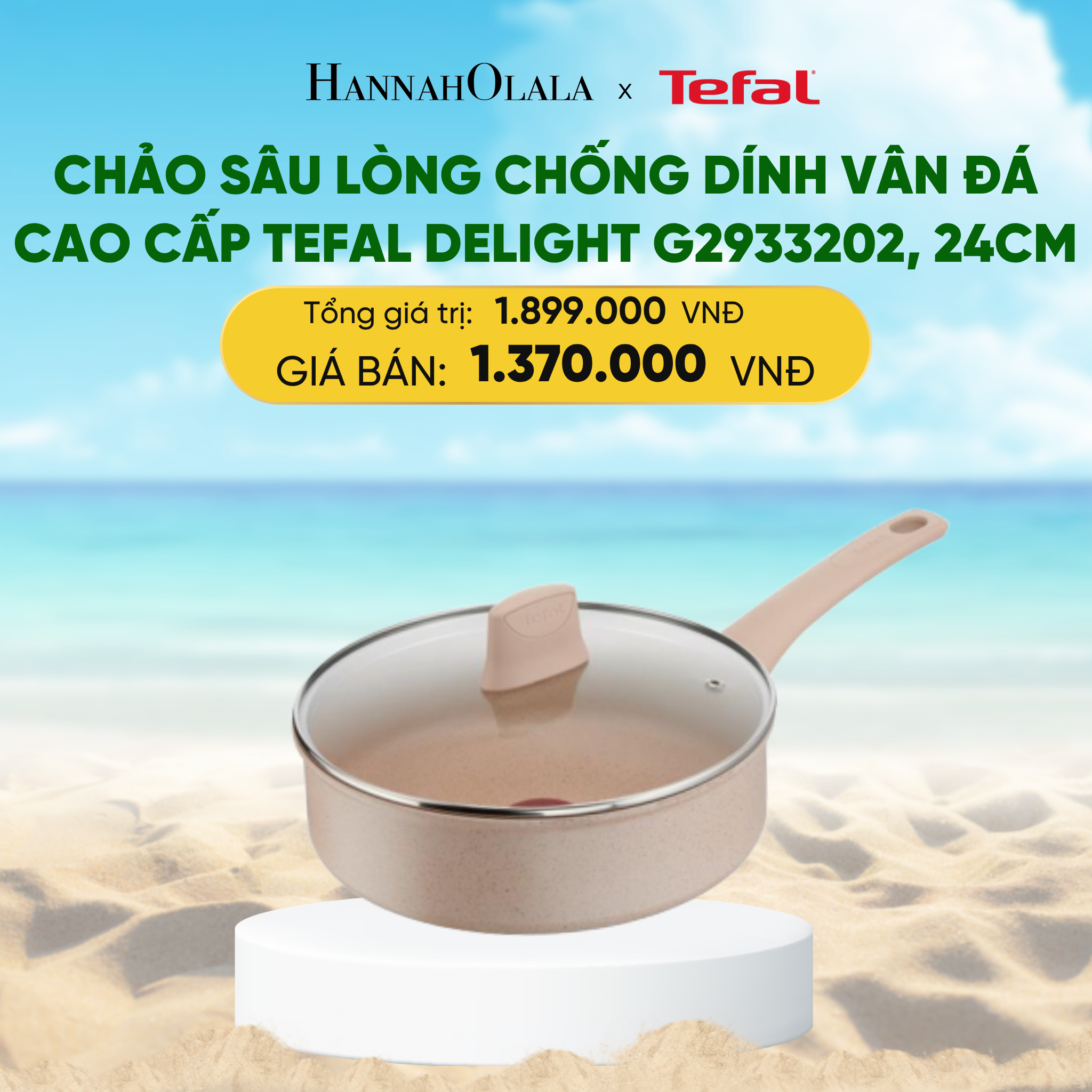 A339_deal 12: chảo sâu lòng chống dính vân đá cao cấp tefal delight g2933202, 24cm