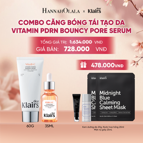  COMBO DEAR KLAIRS KEM DƯỠNG VITAMIN TONING BARRIER CREAM 60G VÀ TINH CHẤT VITAMIN PDRN BOUNCY PORE SERUM 35 ML - A329 