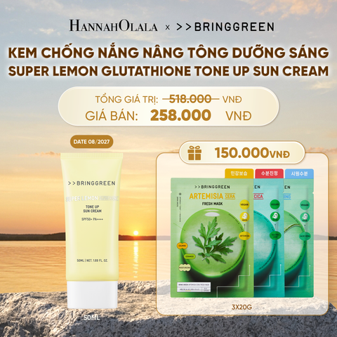  KEM CHỐNG NẮNG HỖ TRỢ NÂNG TONE BRING GREEN SUPER LEMON GLUTATHIONE TONE UP SUN CREAM 50ML - B637 
