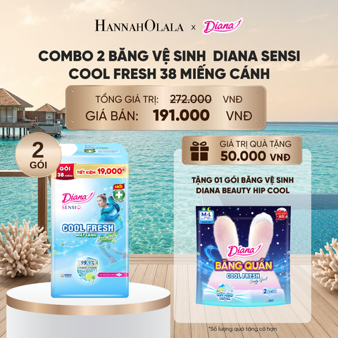  COMBO 2 BĂNG VỆ SINH DIANA SENSI COOL FRESH 38 MIẾNG CÁNH_ D463 
