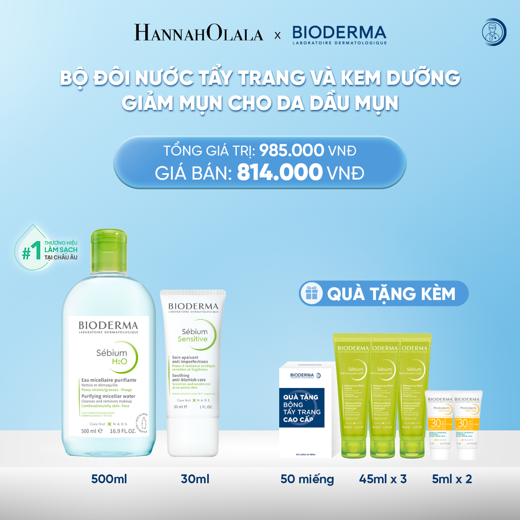  DEAL 7: BỘ ĐÔI NƯỚC TẨY TRANG MICELLAR VÀ KEM DƯỠNG GIẢM MỤN CHO DA DẦU MỤN 