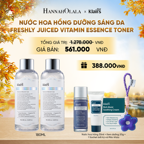  COMBO 2 DEAR, KLAIRS NƯỚC HOA HỒNG FRESHLY JUICED VITAMIN ESSENCE TONER 180ML (IP04) - E157 