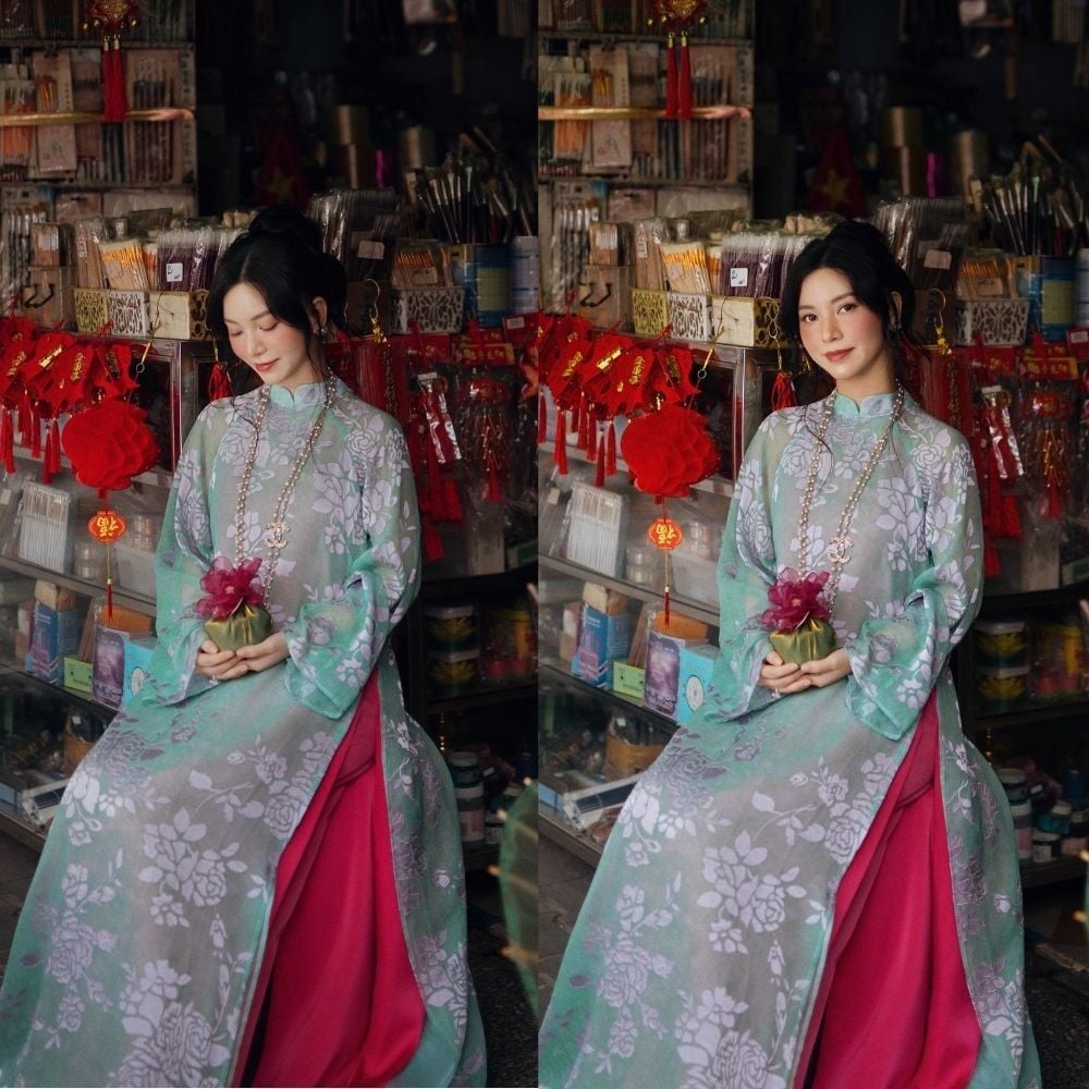  DEAL 2: SET ÁO DÀI 3 MÓN CẨM HOA CÁC 