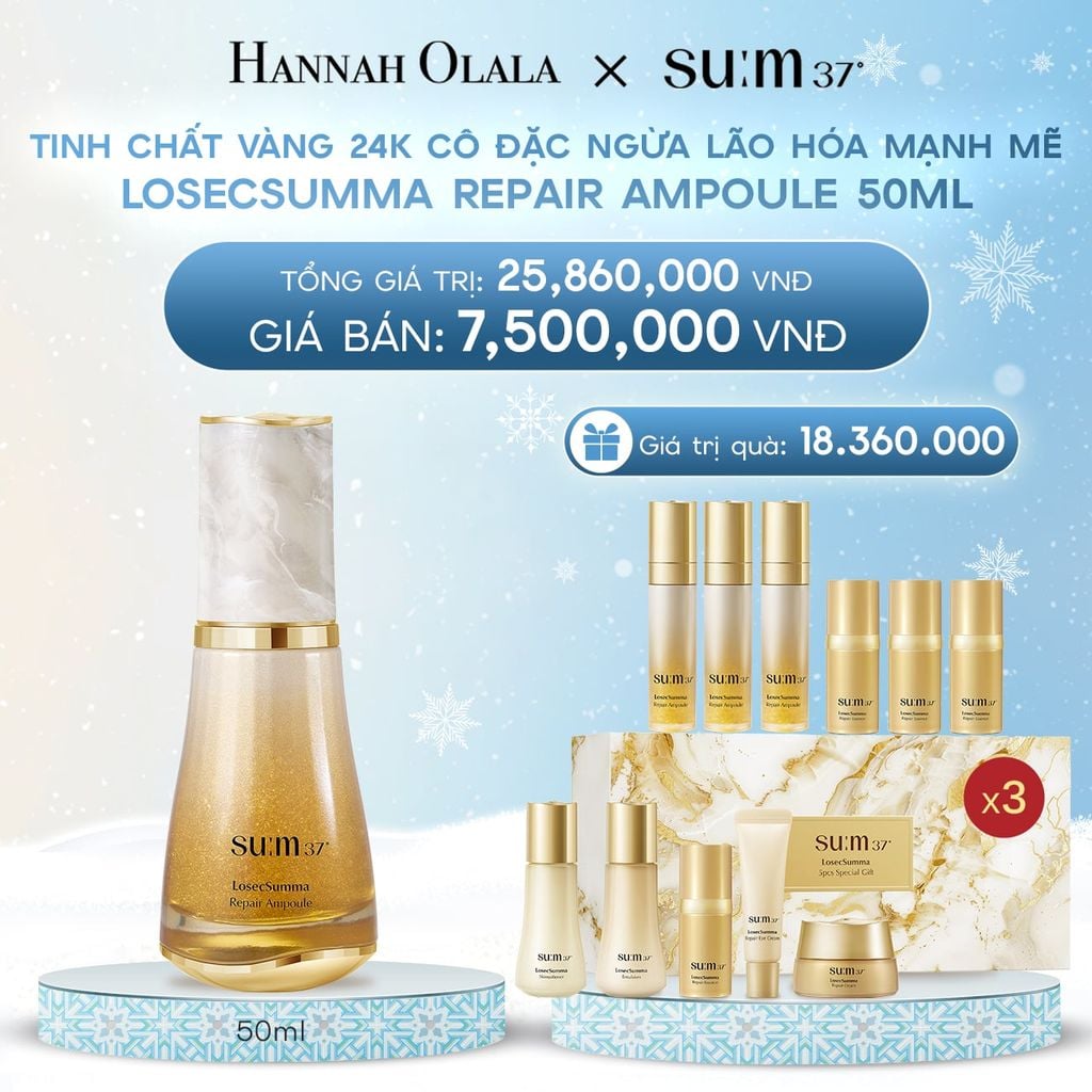  DEAL 12: TINH CHẤT VÀNG 24K CÔ ĐẶC NGỪA LÃO HÓA MẠNH MẼ SU:M37 LOSECSUMMA REPAIR AMPOULE 50ML 