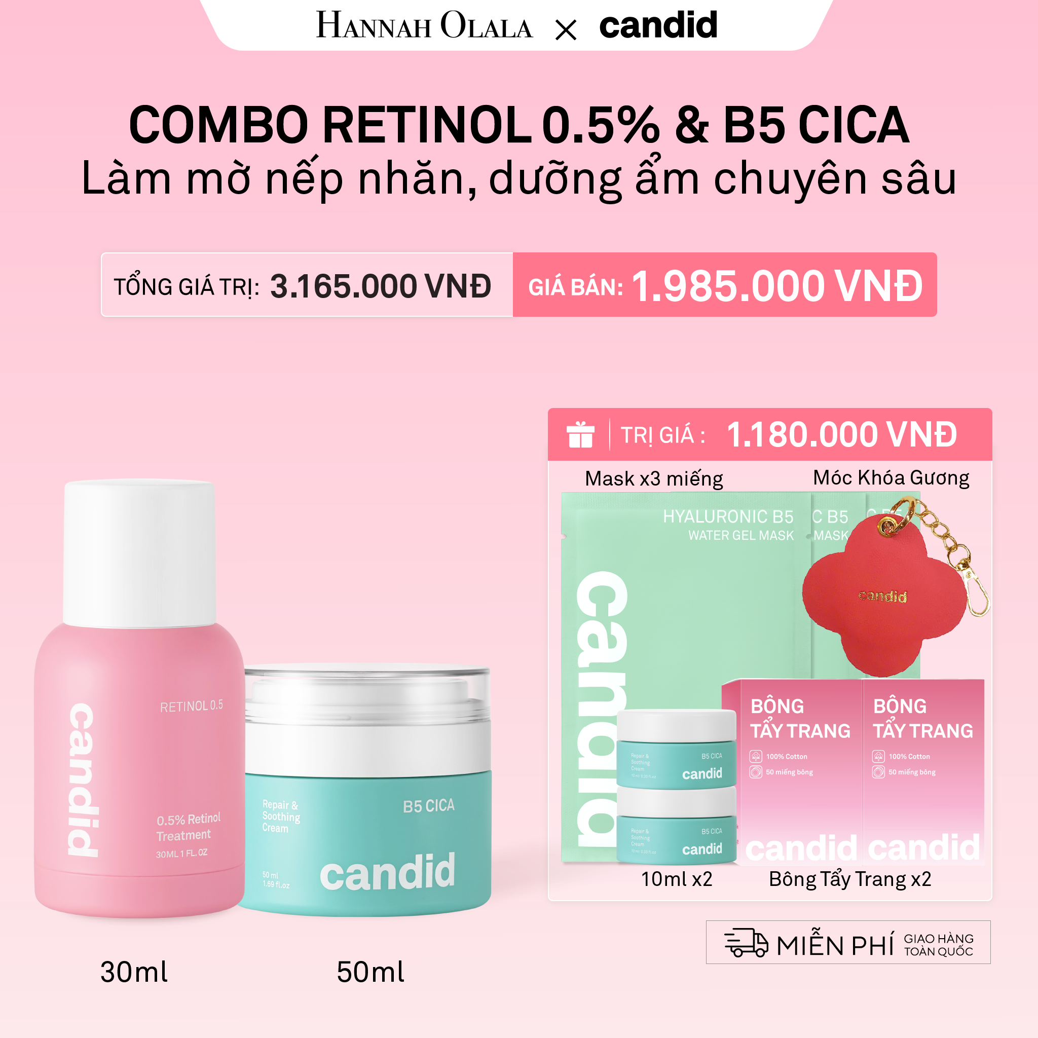 C4_deal 12: retinol 0.5 & b5 cica bộ đôi làm mờ nếp nhăn và dưỡng ẩm phục hồi chuyên sâu