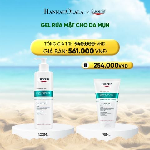  DEAL 12: GEL RỬA MẶT CHO DA MỤN EUCERIN DERMOPURE CLINICAL CORRECTING GEL TO FOAM 400ML 