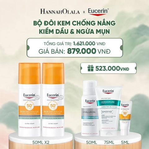  BỘ ĐÔI KEM CHỐNG NẮNG GIÚP HỖ TRỢ GIẢM BÓNG NHỜN EUCERIN SUN DRY TOUCH OIL CONTROL FACE SPF50+ 50ML - A021 