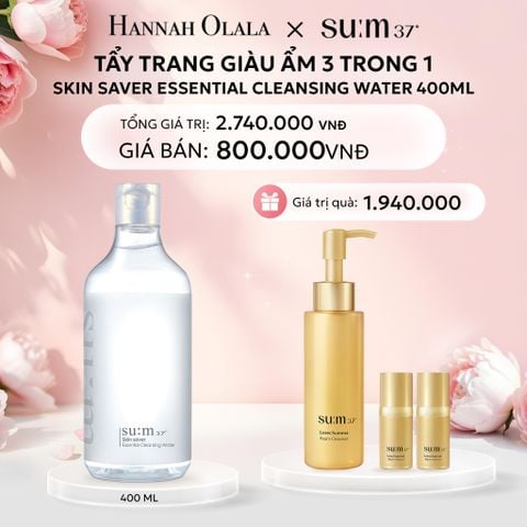  E801: DEAL 39: TẨY TRANG GIÀU ẨM 3 TRONG 1 SU:M37 SKIN SAVER ESSENTIAL CLEANSING WATER 400ML - [GIAO HÀNG TỪ 03/10] 