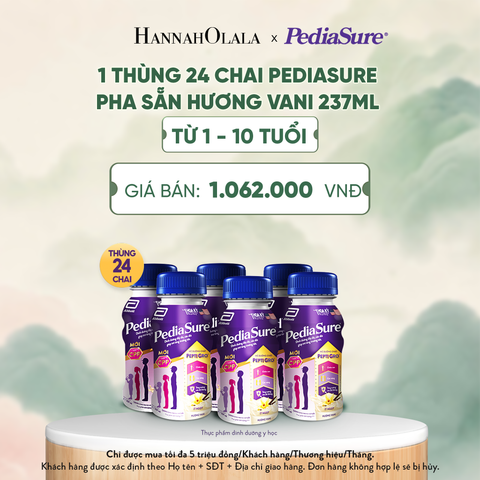  1 THÙNG 24 CHAI PEDIASURE PHA SẴN HƯƠNG VANI 237ML (DÙNG CHO BÉ 1-10 TUỔI) - A1577 